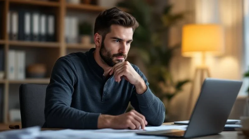 Frau berechnet Foerderung am Schreibtisch in Schwerin